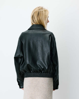 Blouson oversize similicuir à poches noir Axel