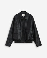 Blouson oversize similicuir à poches noir Axel