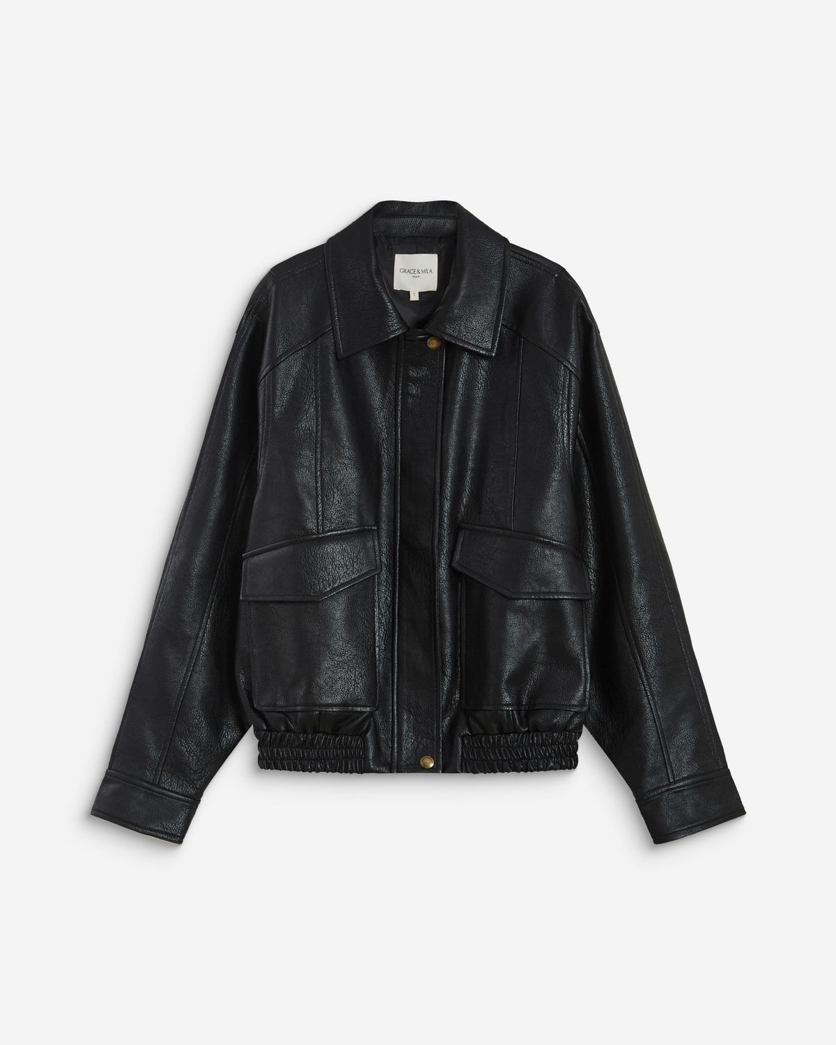 Blouson oversize similicuir à poches noir Axel