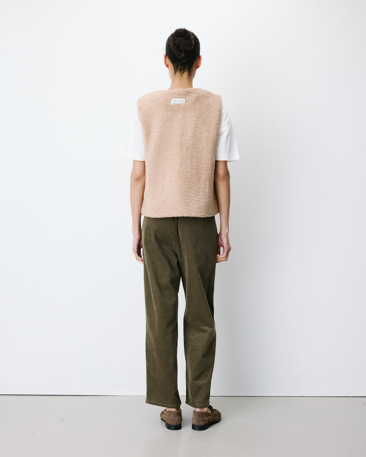 Sleeveless faux-shearling vest beige Avery