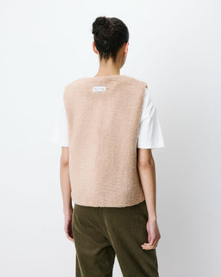 Sleeveless faux-shearling vest beige Avery