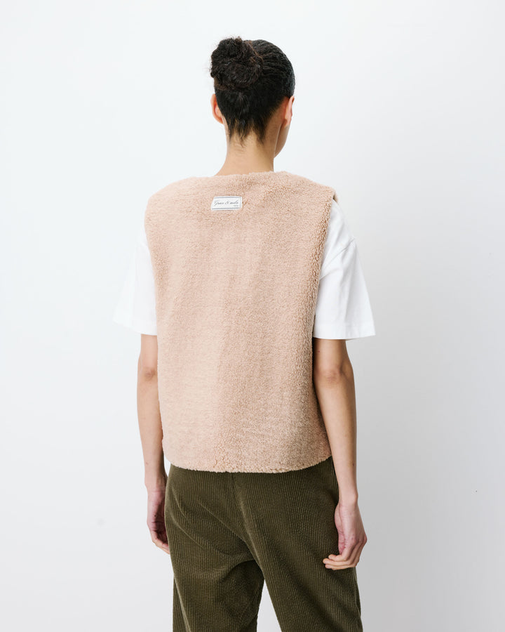 Sleeveless faux-shearling vest beige Avery
