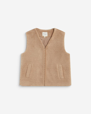 Sleeveless faux-shearling vest beige Avery