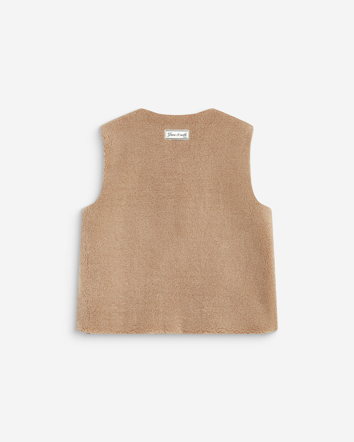 Sleeveless faux-shearling vest beige Avery