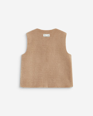 Sleeveless faux-shearling vest beige Avery