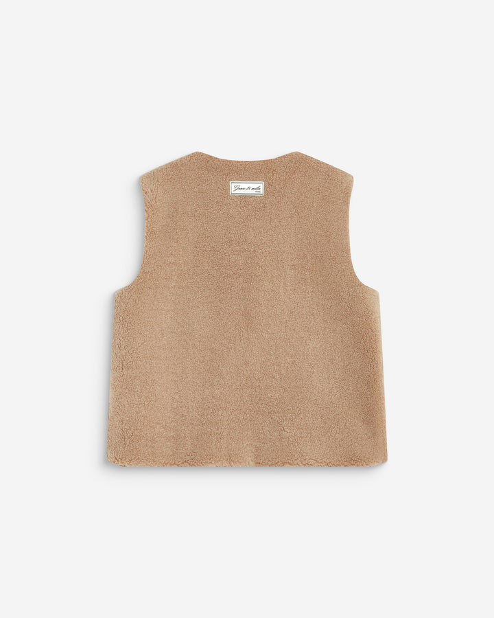 Sleeveless faux-shearling vest beige Avery