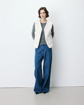 Sleeveless faux-shearling vest ecru Avery