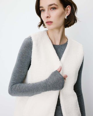 Sleeveless faux-shearling vest ecru Avery
