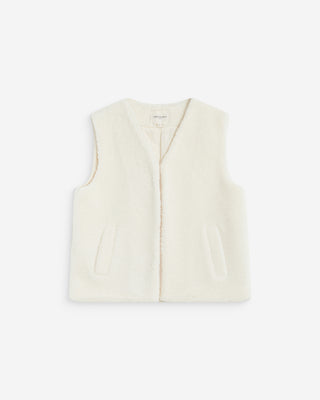 Sleeveless faux-shearling vest ecru Avery