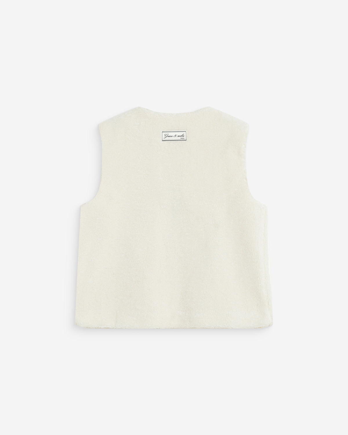 Sleeveless faux-shearling vest ecru Avery