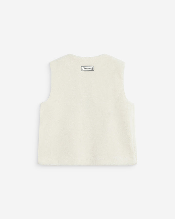 Sleeveless faux-shearling vest ecru Avery