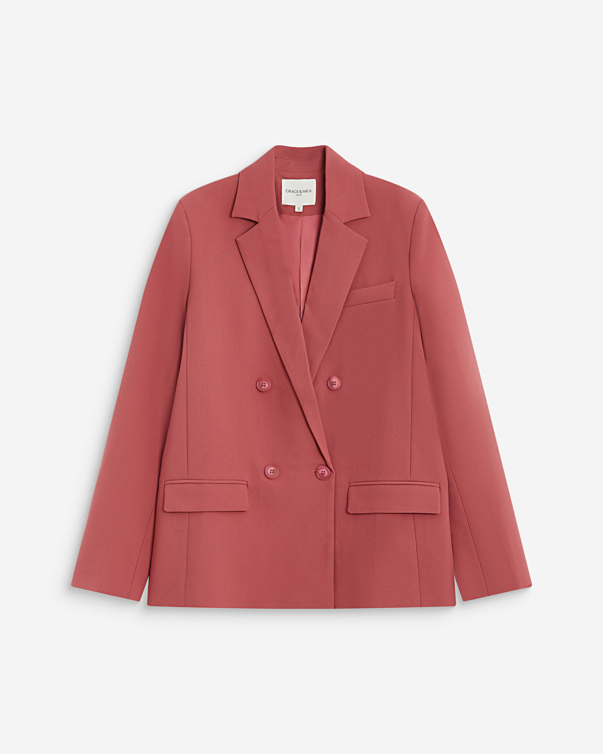 Blazer droit à boutonnage croisé blush Noix