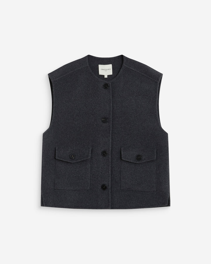 Chaleco oversize sin mangas anthracite Adagio