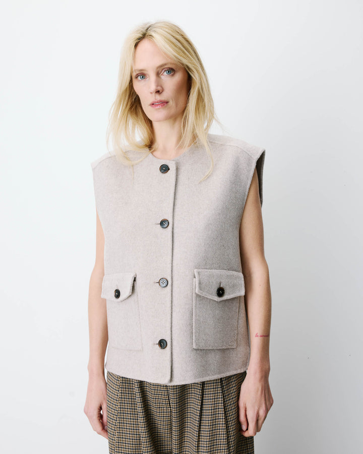 Veste sans manches oversize sable Adagio