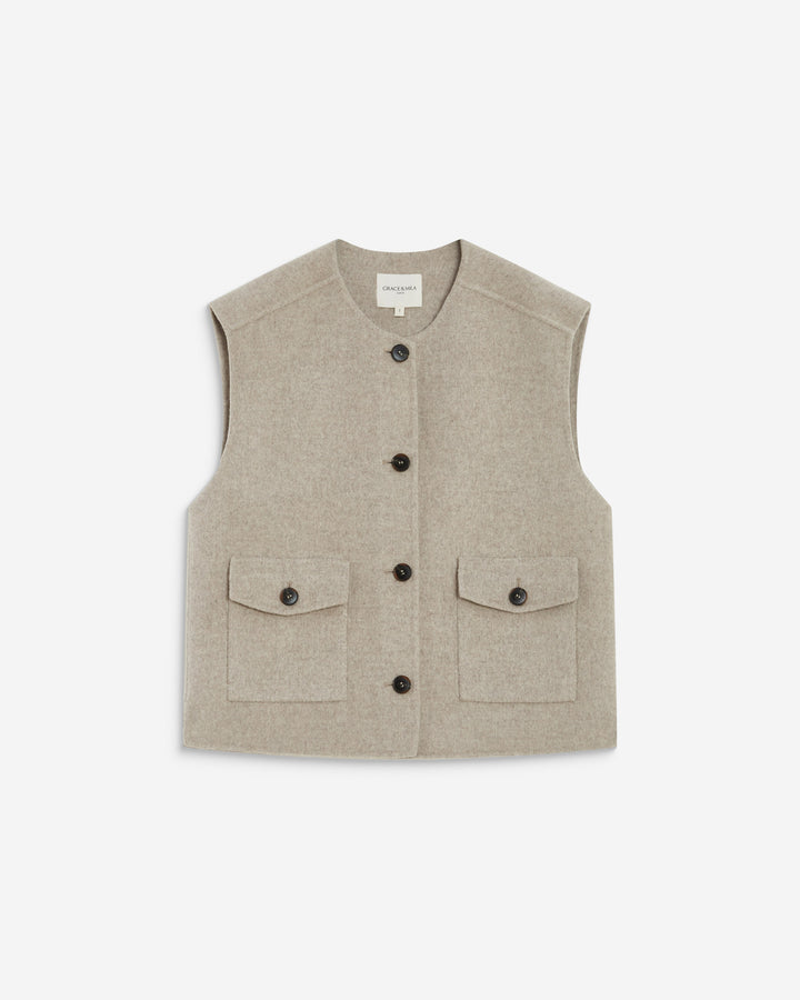 Veste sans manches oversize sable Adagio