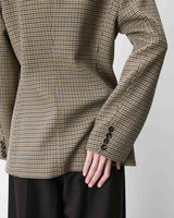 Blazer cintré croisé pied-de-poule beige Almond