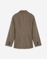 Blazer cintré croisé pied-de-poule beige Almond
