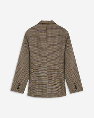 Blazer cintré croisé pied-de-poule beige Almond