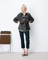 Veste ample similicuir taille ajustable chocolat Auburn