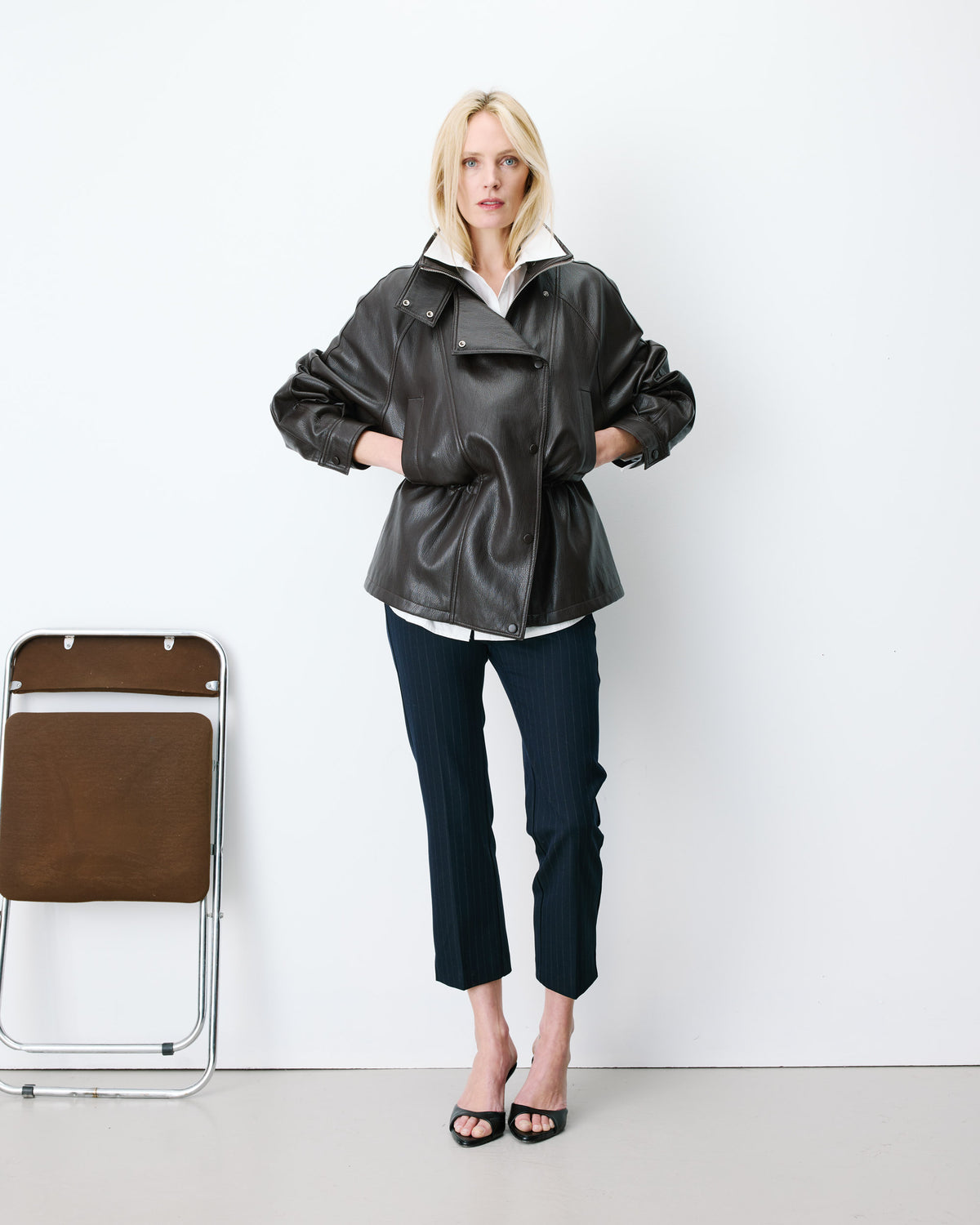 Veste ample similicuir taille ajustable chocolat Auburn