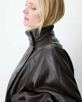 Veste ample similicuir taille ajustable chocolat Auburn