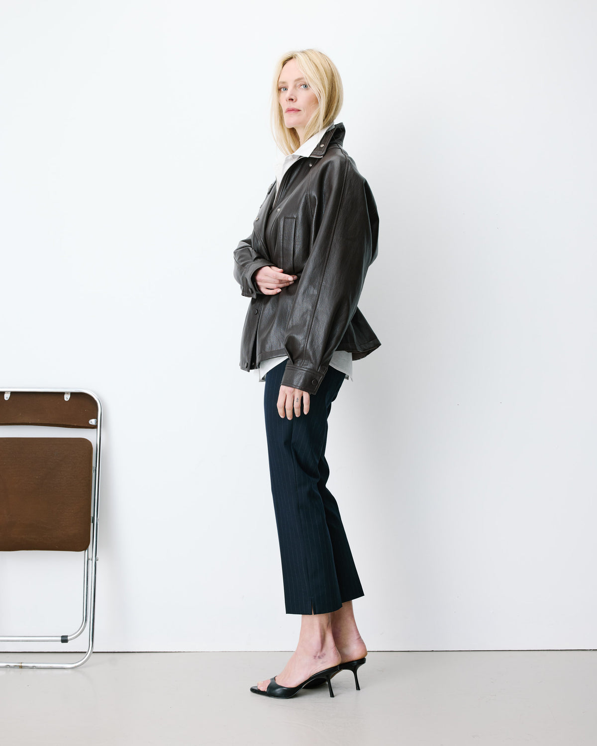 Veste ample similicuir taille ajustable chocolat Auburn