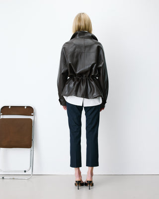 Veste ample similicuir taille ajustable chocolat Auburn