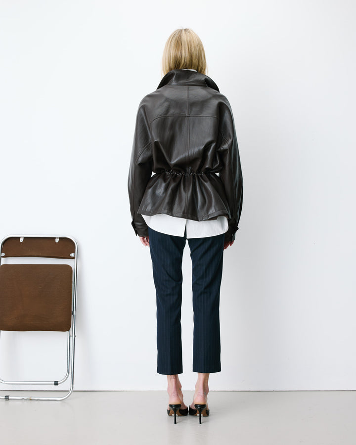 Veste ample similicuir taille ajustable chocolat Auburn
