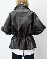 Veste ample similicuir taille ajustable chocolat Auburn