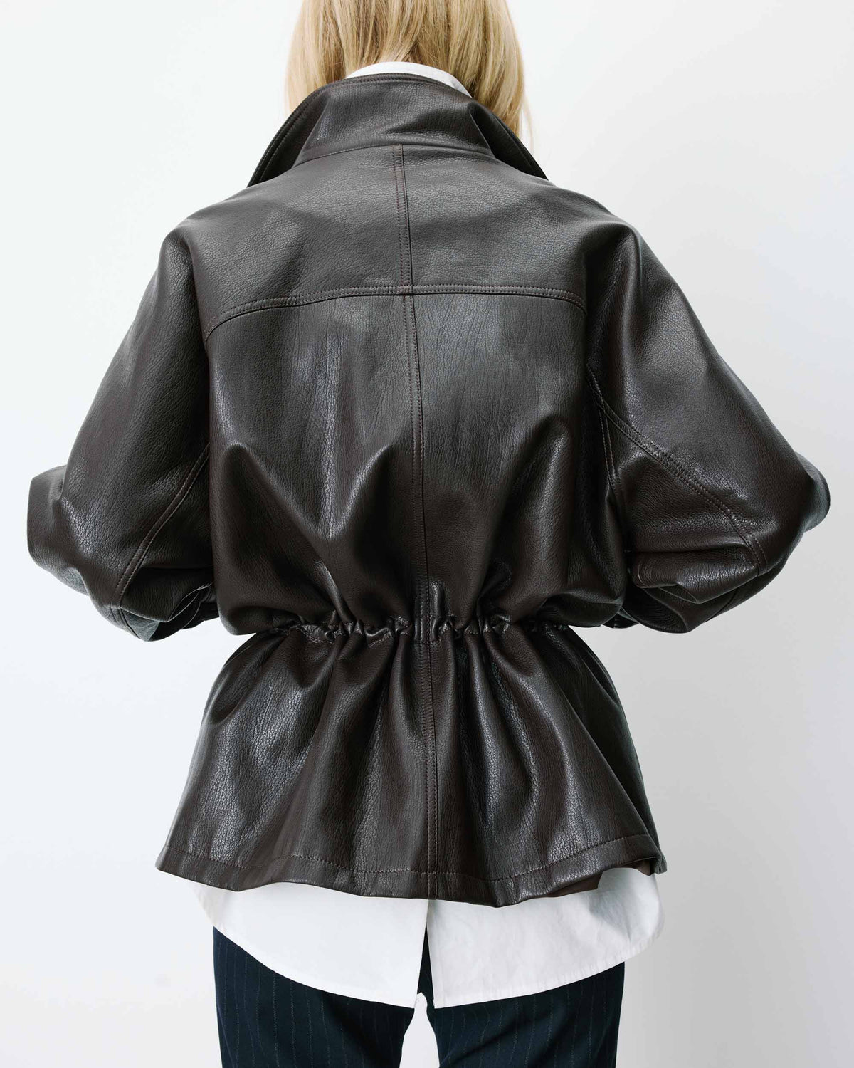 Veste ample similicuir taille ajustable chocolat Auburn
