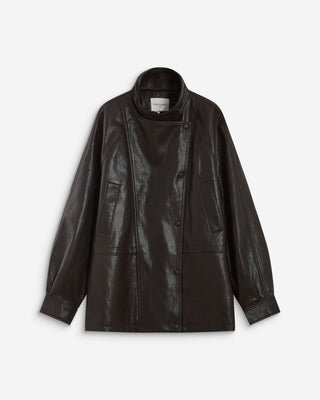 Veste ample similicuir taille ajustable chocolat Auburn