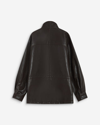 Veste ample similicuir taille ajustable chocolat Auburn