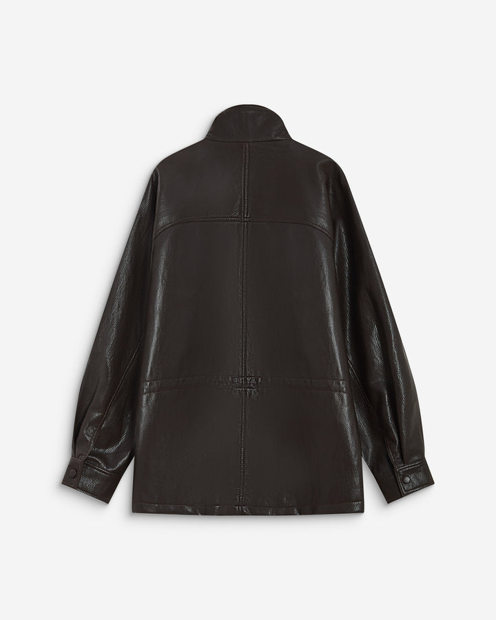 Veste ample similicuir taille ajustable chocolat Auburn