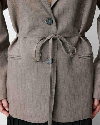 Blazer droit rayé cintré à la taille rayure Acario