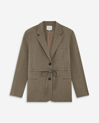 Blazer droit rayé cintré à la taille rayure Acario