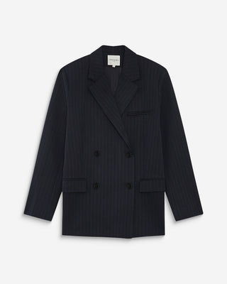 Blazer croisé à rayures marine Auguste