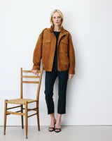 Veste oversize suédine col montant camel Arielle