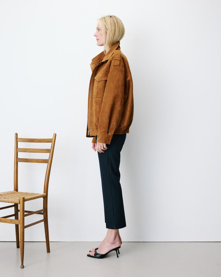 Veste oversize suédine col montant camel Arielle