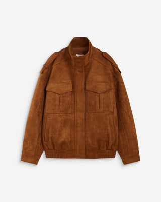 Veste oversize suédine col montant camel Arielle