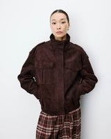 Veste oversize suédine col montant chocolat Arielle