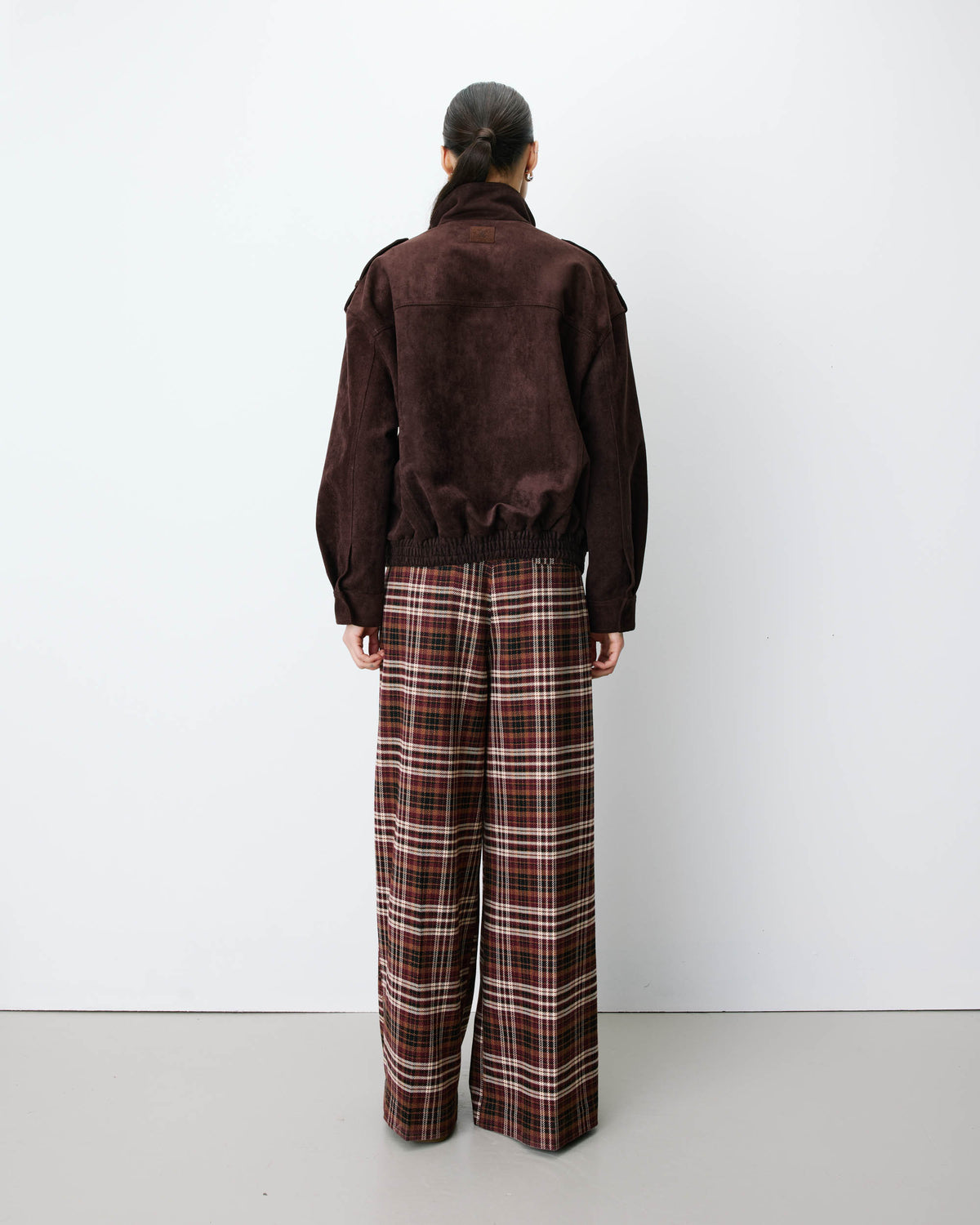 Veste oversize suédine col montant chocolat Arielle