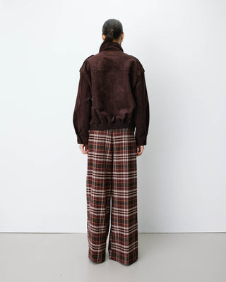 Veste oversize suédine col montant chocolat Arielle