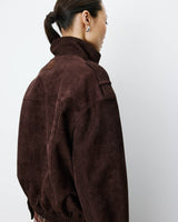 Veste oversize suédine col montant chocolat Arielle