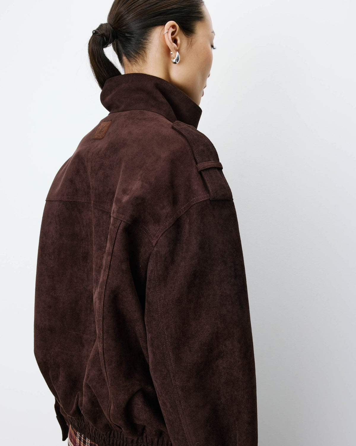 Veste oversize suédine col montant chocolat Arielle