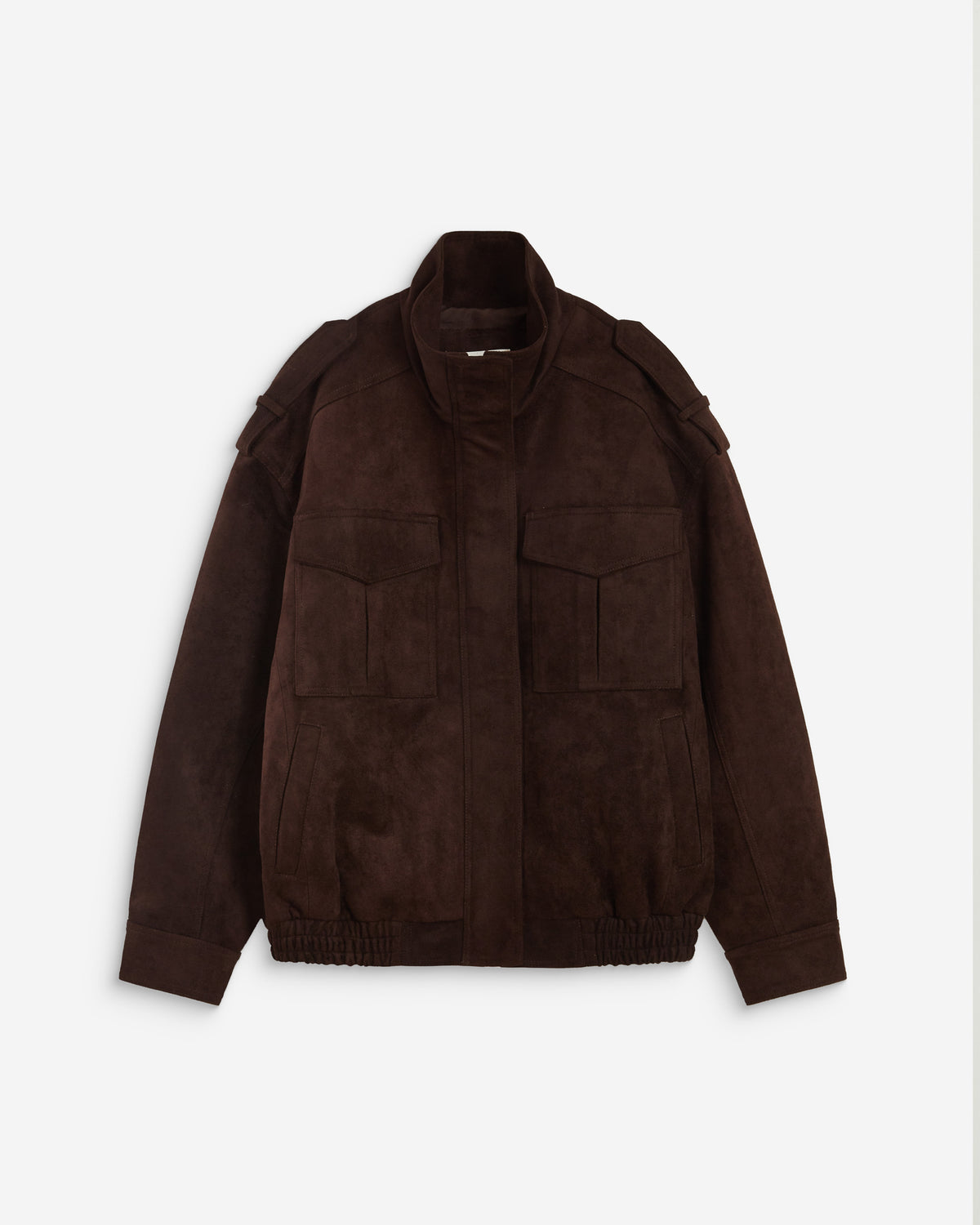 Veste oversize suédine col montant chocolat Arielle