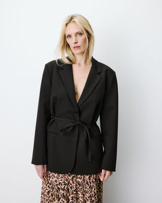 Blazer droit cintré à la taille chocolat Acario