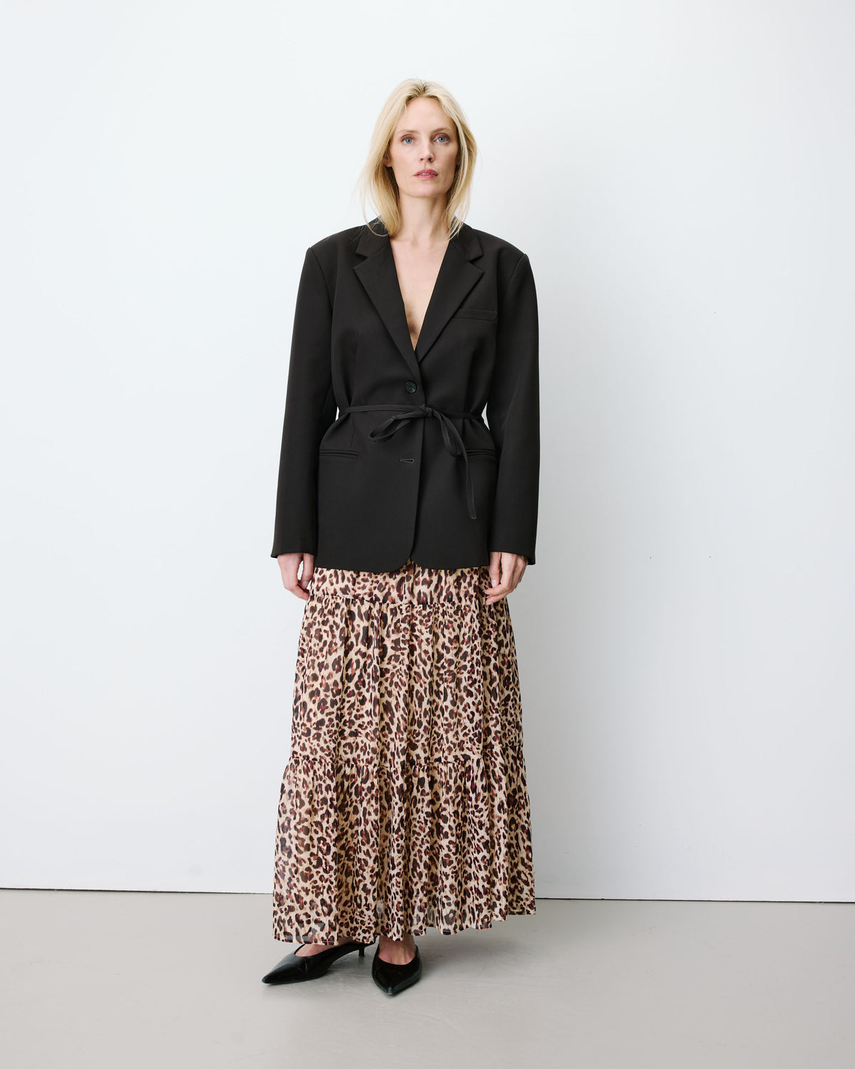 Blazer droit cintré à la taille chocolat Acario