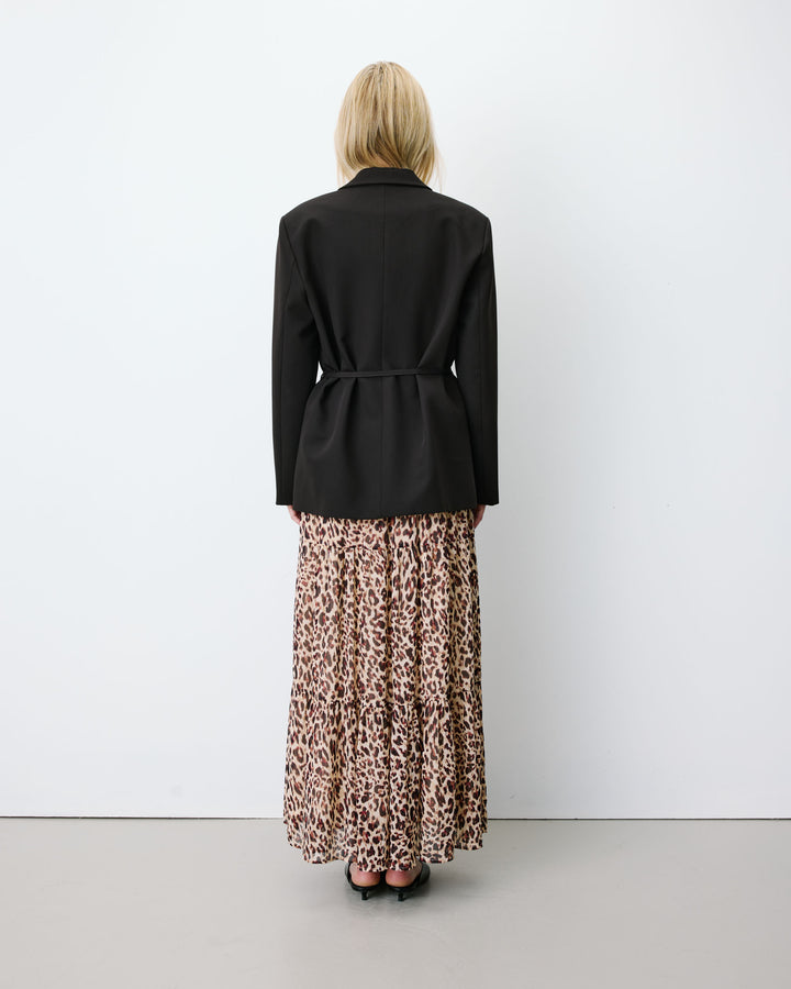 Blazer droit cintré à la taille chocolat Acario