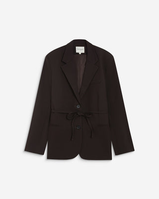 Blazer droit cintré à la taille chocolat Acario
