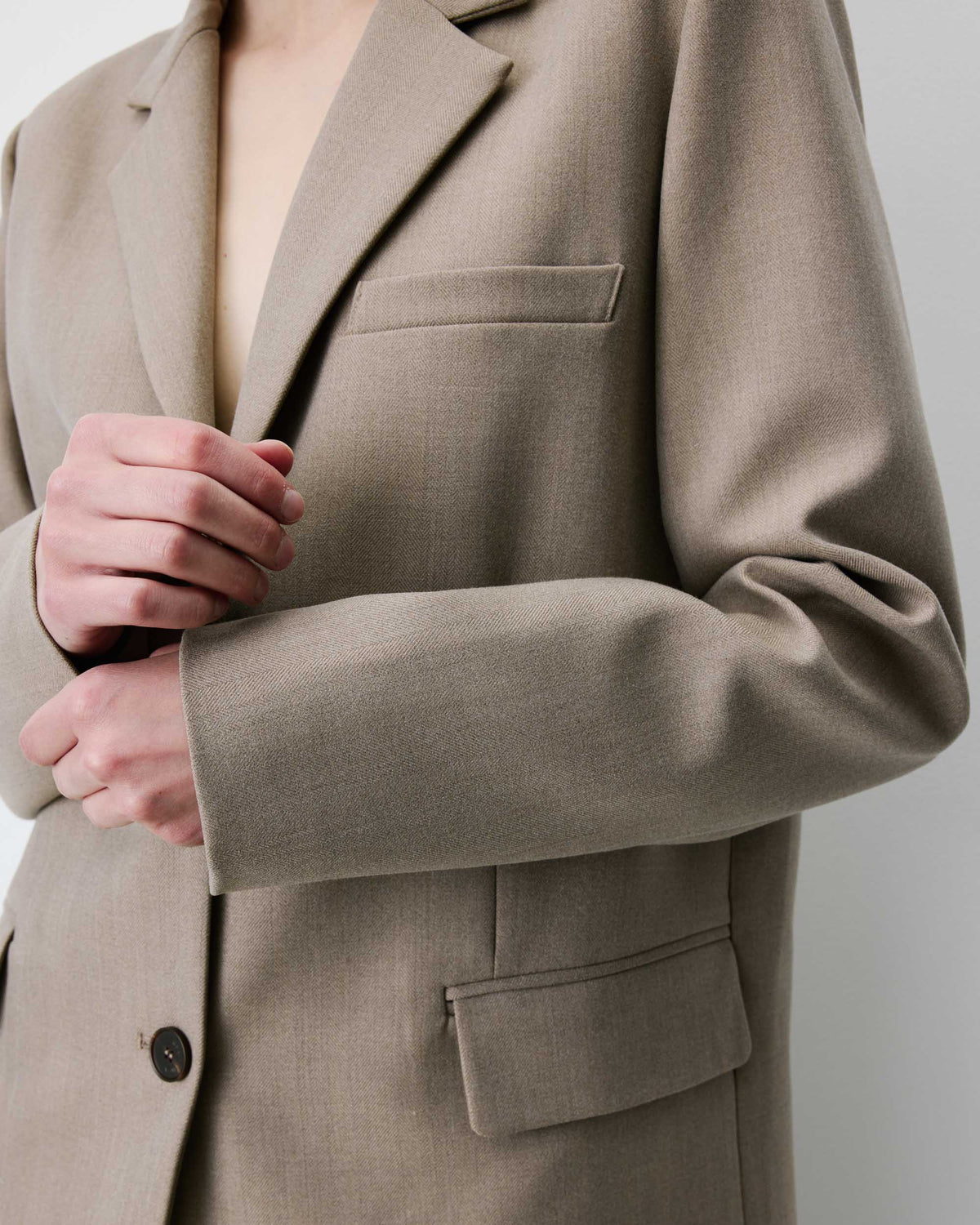 Blazer droit simple boutonnage à poches beige Alarick